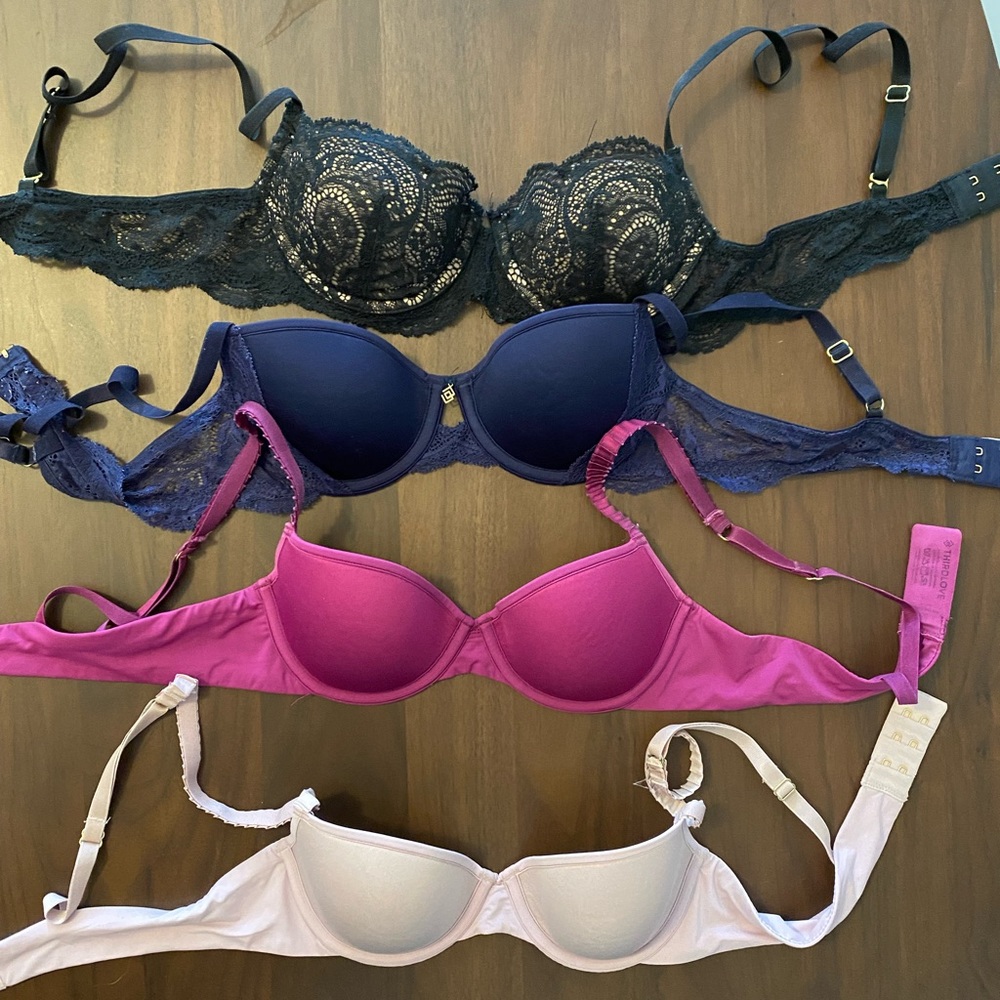 ThirdLove Mixed Colors Lace and Smooth Bras - Black, Navy, Magenta, Blush